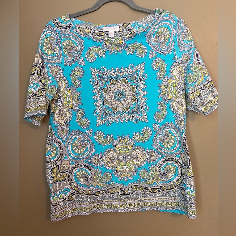 Charter club paisley/ swirl Multicolored blouse size PL